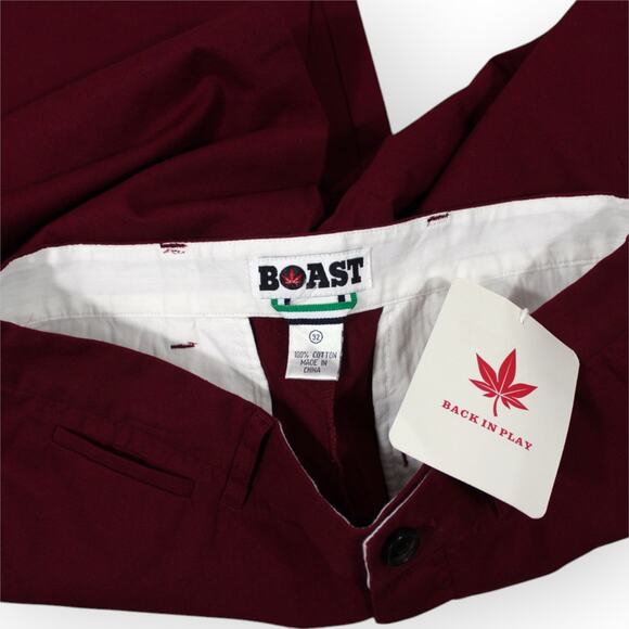BOAST USA Mens 32x32 Patch Canvas Chino Pant Burgundy Wine Cotton Flat NWT - Picture 4 of 10